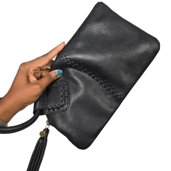 HOBO Sable Wristlet Clutch Black Leather Bracelet Ring Circular Handle Tassel - Picture 14 of 14